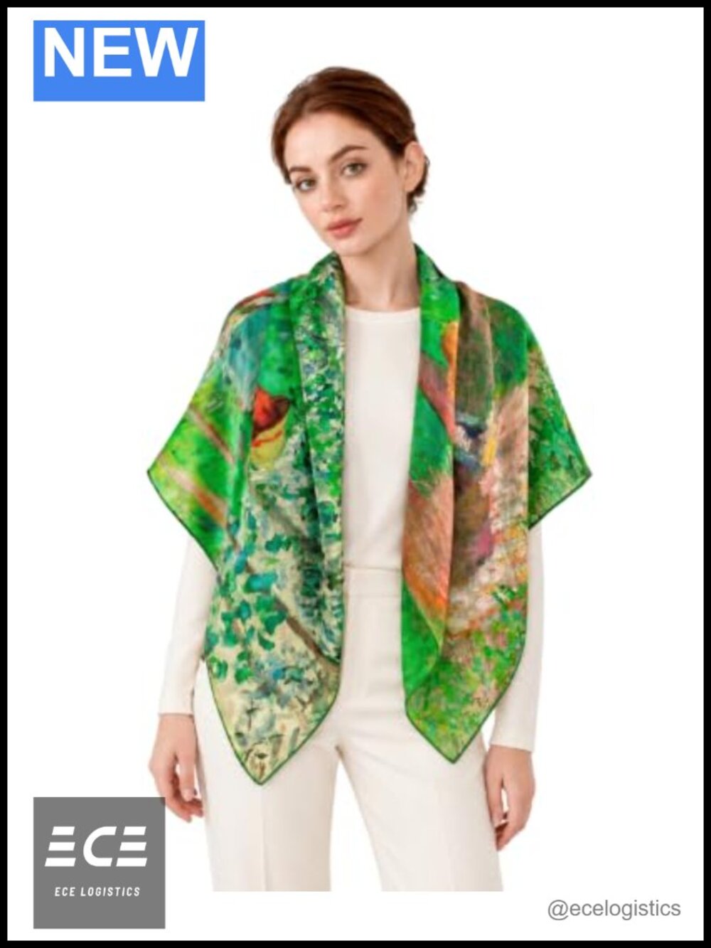 100% Wool Lightweight 36x36 Art Print Scarf Wrap for Women Travel Office